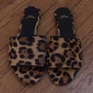 J crew leopard print slides